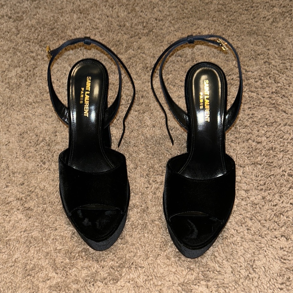 Saint Laurent Jodie Platform Sandals in Velvet